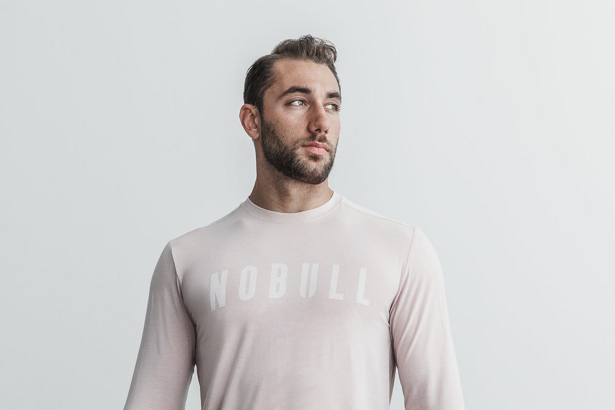 Nobull Men's Long Sleeves Rose | Australia (CZ8523)